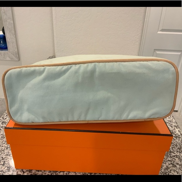 HERMES Mint Green Bolide Cotton Canvas Travel Zip Pouch - Picture 9 of 16